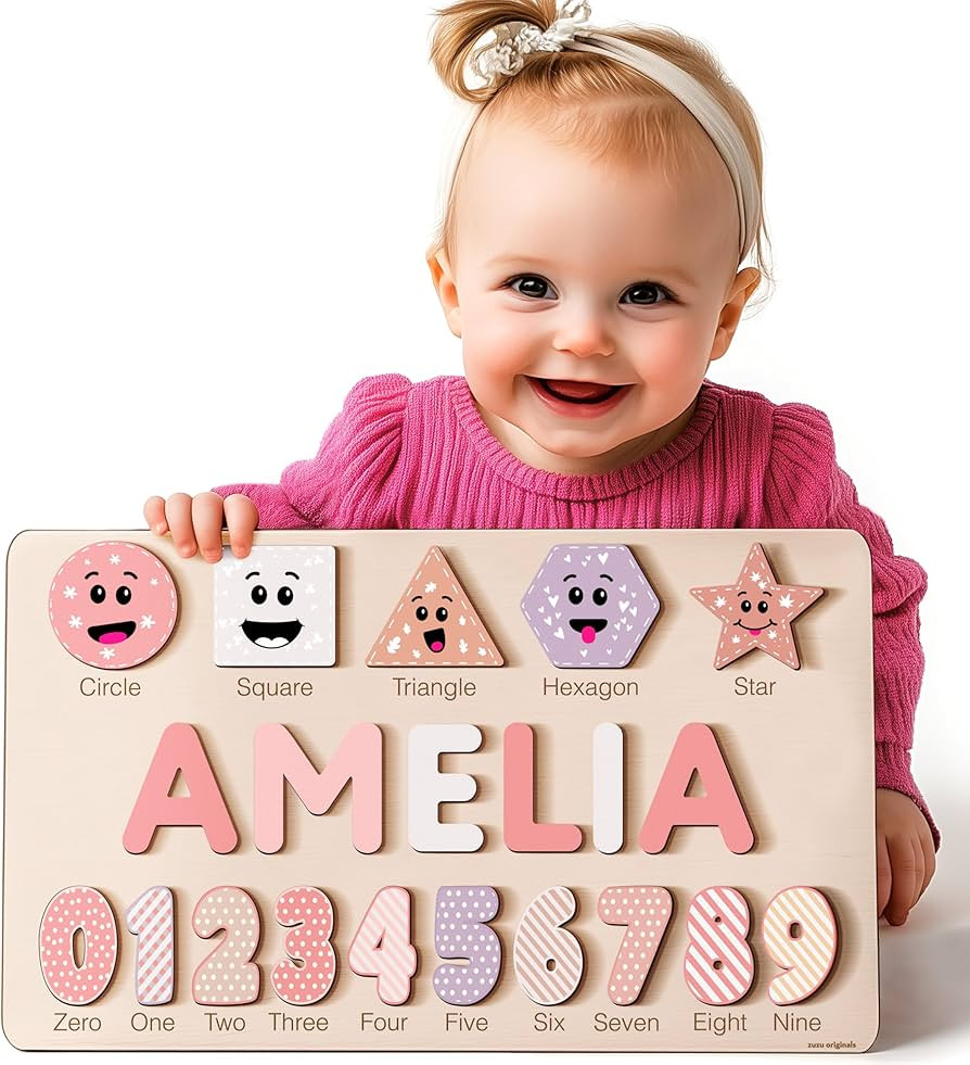 Wood Name Puzzle, Kid Gifts, Toddlers Name Puzzle, Baby Boy and Girl Gift, Toddler Gifts, Birthda... | Amazon (US)