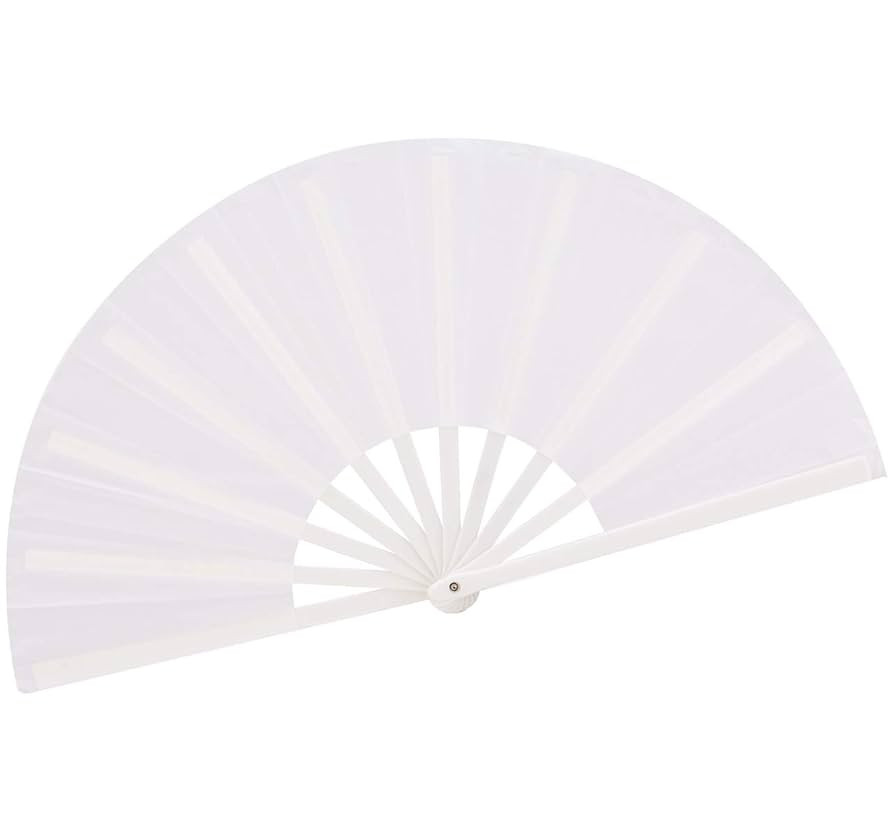 Chinese Hand Fan - Folding Fan with Nylon Cloth, 13 inch (White) | Amazon (US)