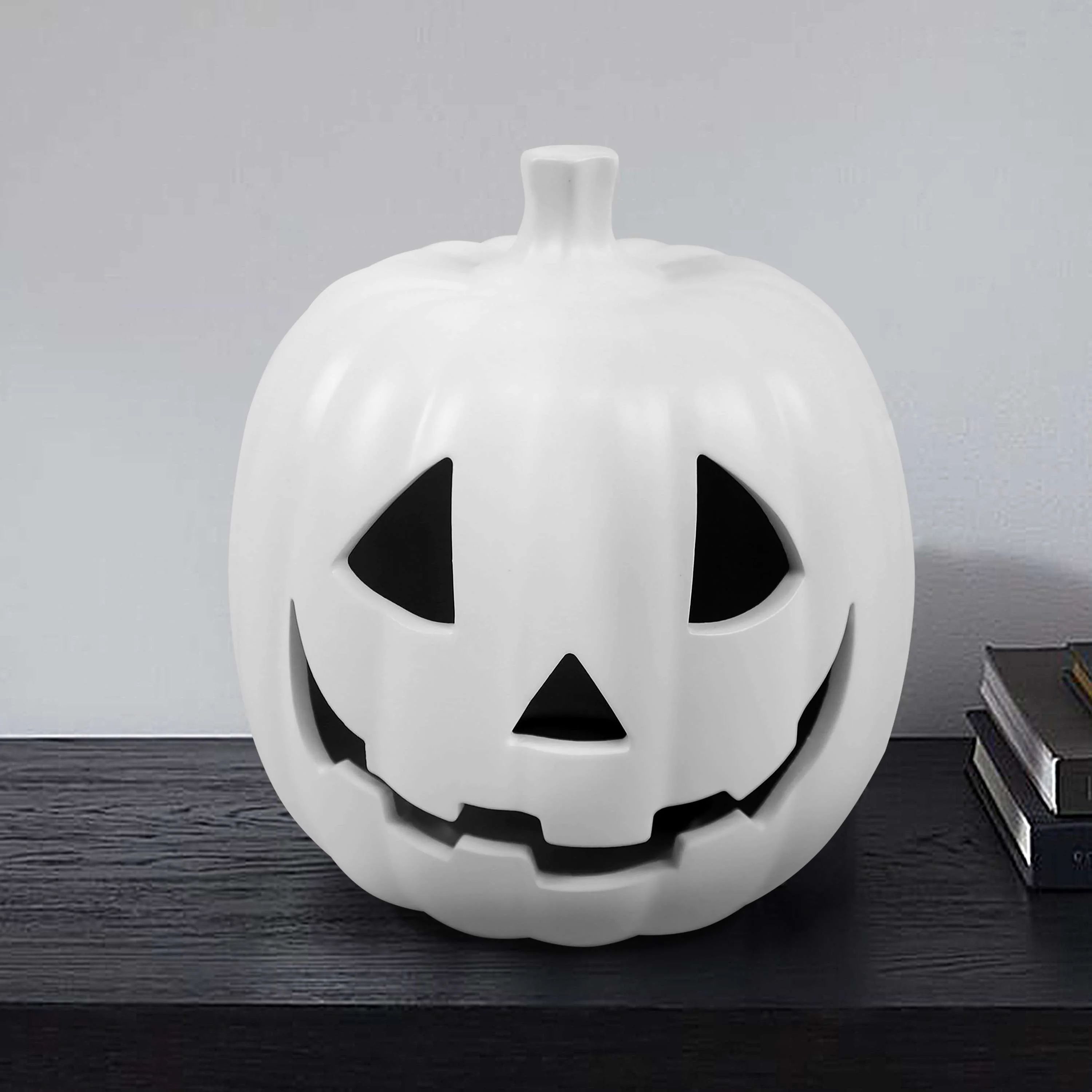 Halloween Black and White Ceramic Pumpkin Decoration, by Way To Celebrate | Walmart (US)