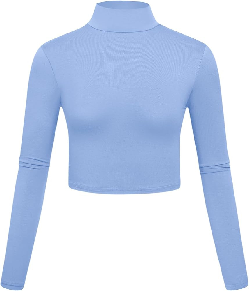 Kindcall Lightweight Mock Turtleneck Crop Tops Long Sleeve Casual Base Layer for Women | Amazon (US)
