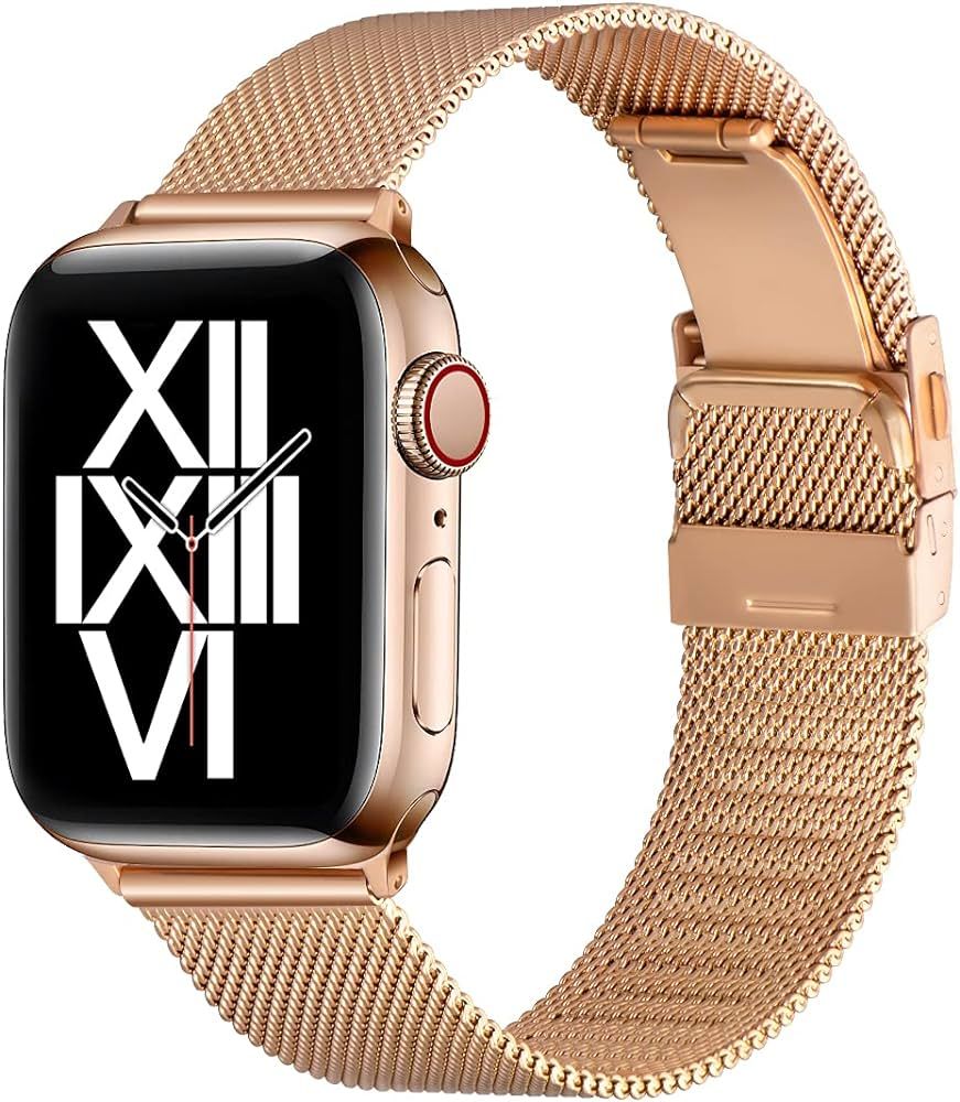 Bestig Metal Bands Compatible with Apple Watch Band 40mm 38mm 41mm Breathable Stainless Steel Bra... | Amazon (CA)