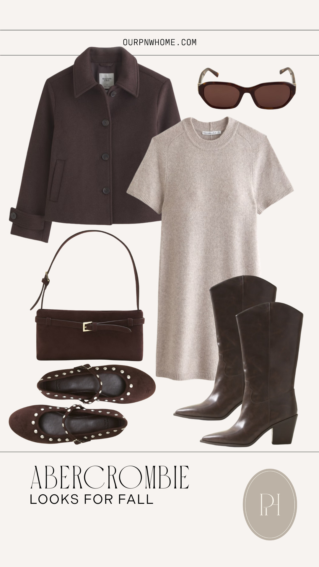 Latest Abercrombie style finds for fall!

sweater dress, knit mini dress, short sleeve sweater dress, light gray sweater dress, mini dress, fall fashion, fall outfit, fall looks, fall style, autumn fashion, brown jacket, short wool blend jacket, brown handbag, faux suede handbag, brown purse, chocolate brown style, trending for fall, brown western boots, studded flats, brown flats, fall trends, sunglasses 

 #LTKStyleTip #LTKShoeCrush #LTKItBag