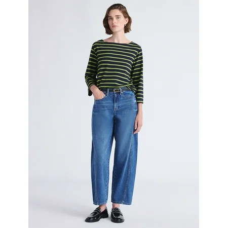 Free Assembly Women's and Women's Plus Barrel Ankle Jeans, 27" Inseam, Sizes 0-26 | Walmart (US)