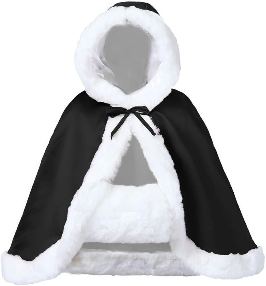 Wedding Cape Hooded Cloak for Bride Winter Reversible with Fur Trim Free Hand Muff Hip-Length 18 ... | Amazon (US)