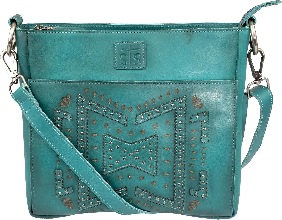 STS Ranchwear Women's Wayfarer Turquoise Olivia Crossbody Bag - Western Full Grain Leather Purse ... | Amazon (US)