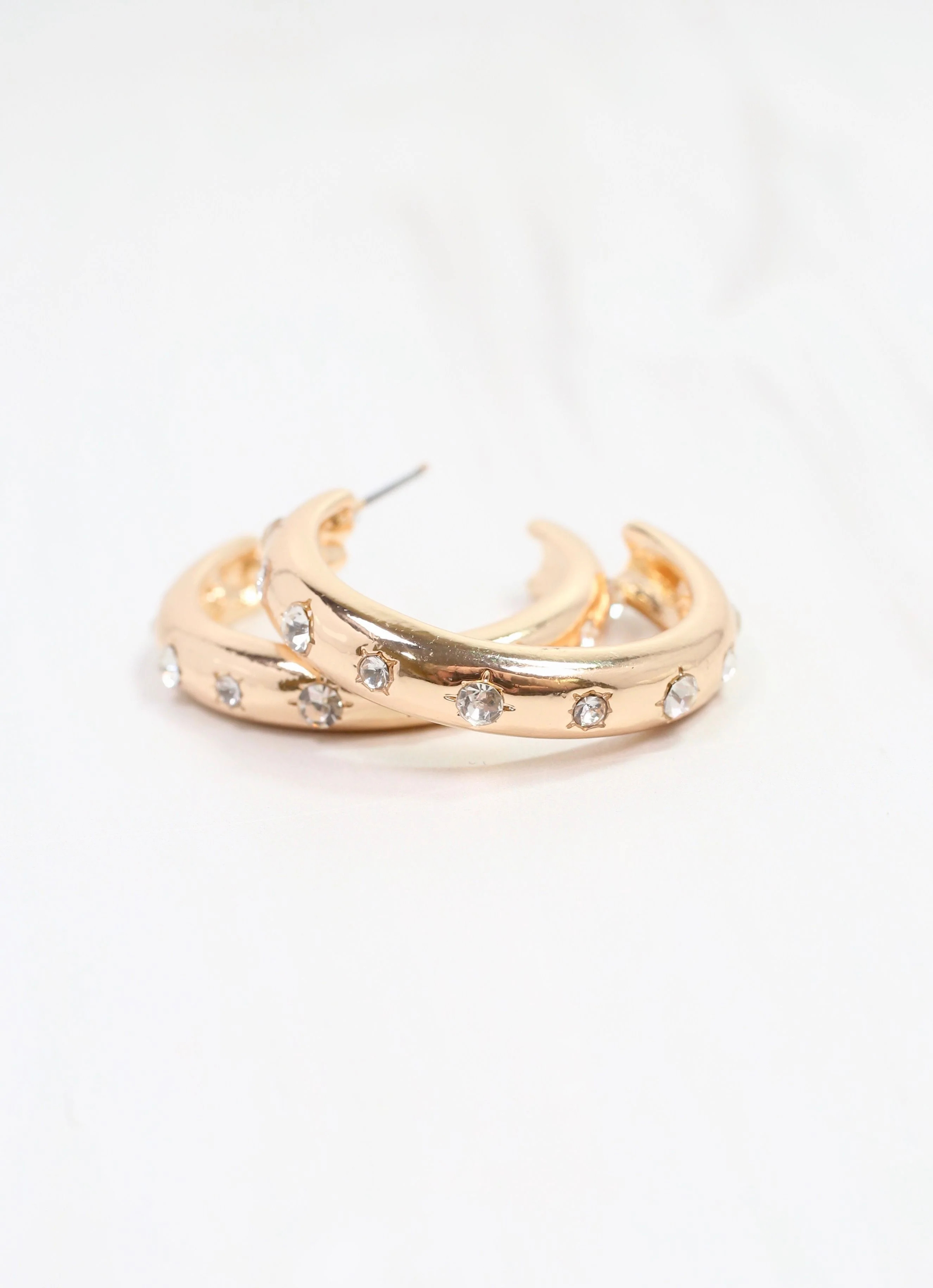 Wynne CZ Hoop Earring Gold | Caroline Hill