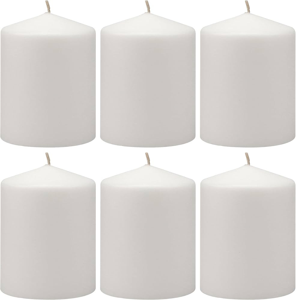 Stonebriar 35 Hour Long Burning Unscented Pillar Candles, 3x4, White | Amazon (US)