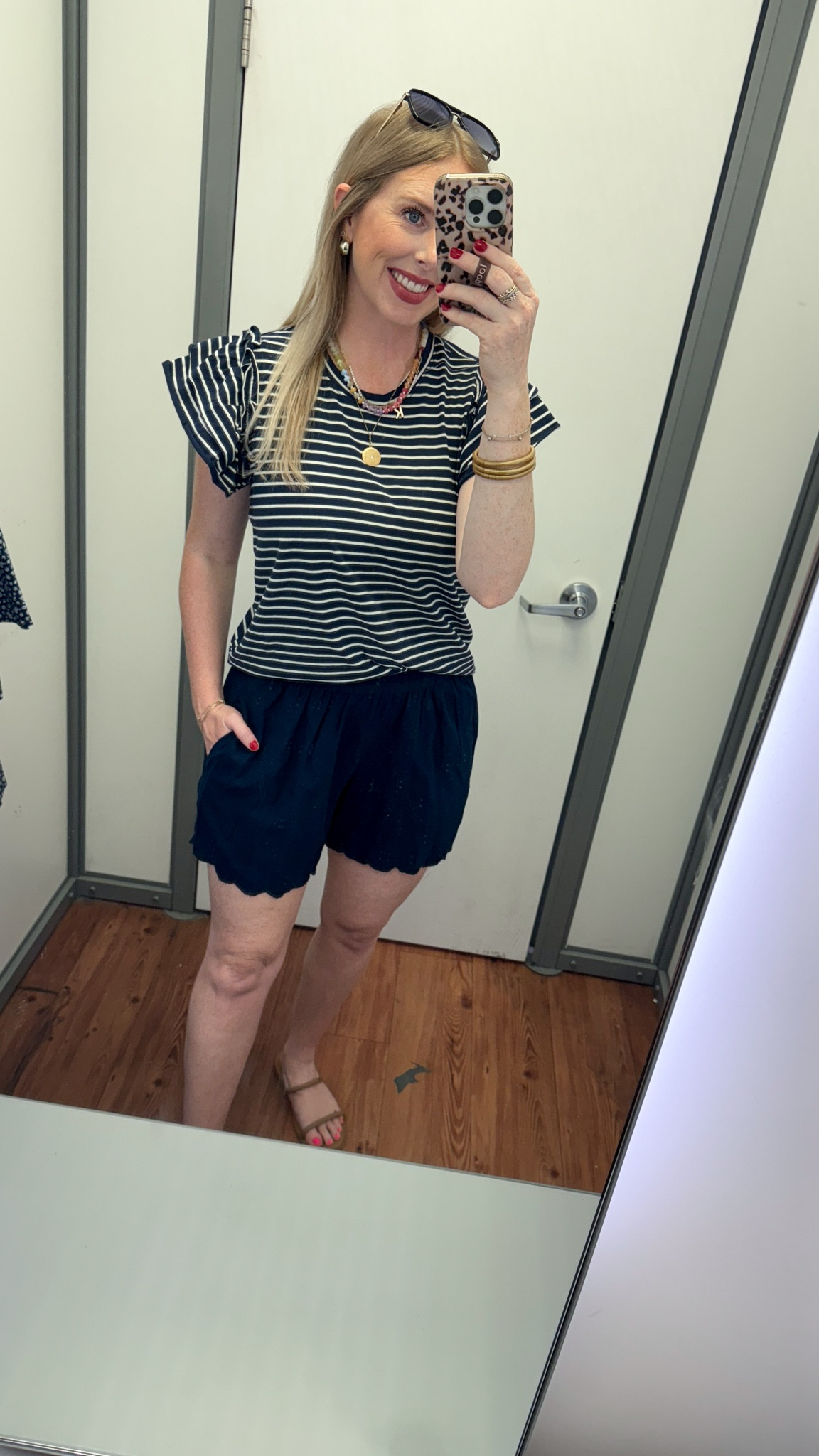 Walmart outfit, Walmart fashion, striped tee, scallop shorts 

#LTKmomlife #LTKootd