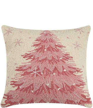 Peking Handicraft Holiday Collection Pink Christmas Tree Hooked Wool Pillow | Dillard's | Dillard's