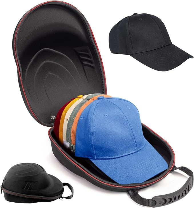 Glamgen Hard Hat Case for Baseball Caps,Hat Carrier Travel Case with One Black Baseball Cap and A... | Amazon (US)