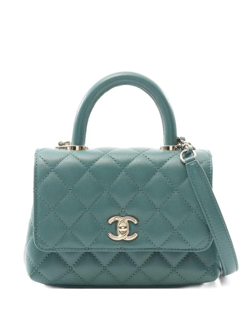 CHANEL Pre-Owned 2021 Coco Handle XXS two-way handbag - Green | Farfetch Global
