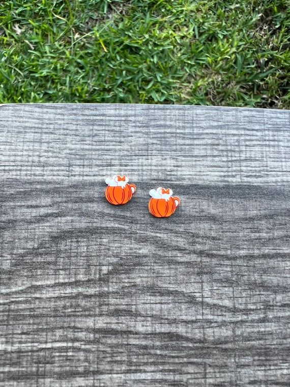 Marshmallows and Pumpkin Coffee Earrings/Magic Kingdom/Halloween/Handmade/Stud Earrings/Nickel Fr... | Etsy (US)