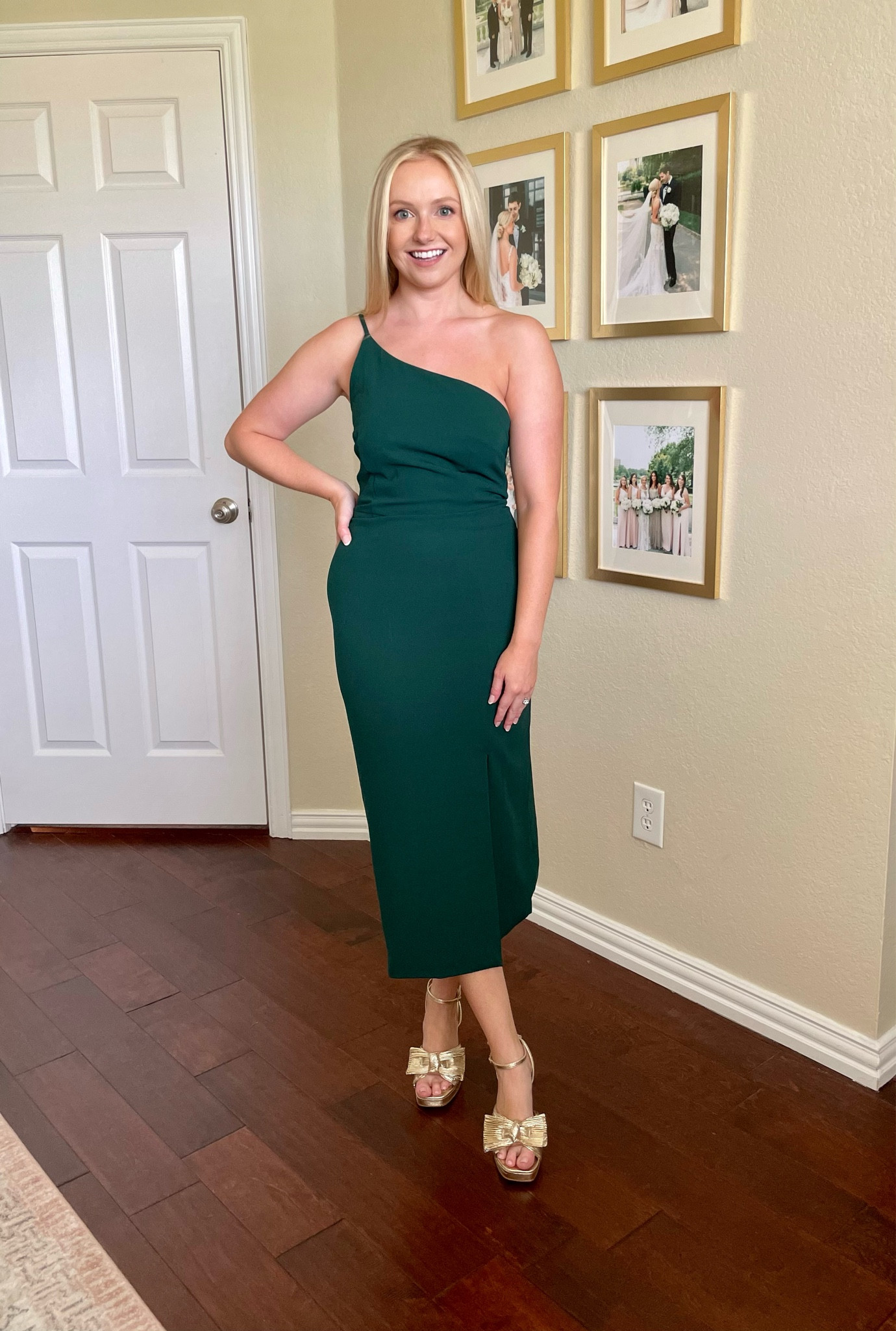 Wearing a 2 | green dress, midi dress, wedding guest dress 

#LTKSeasonal #LTKstyletip #LTKunder100