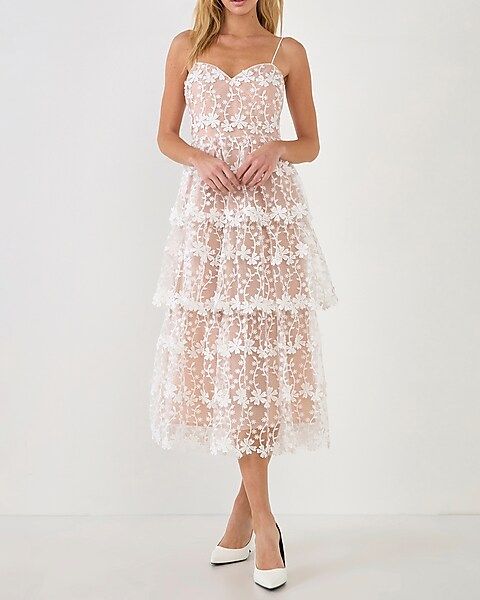 Endless Rose Crochet Layered Midi Dress | Express