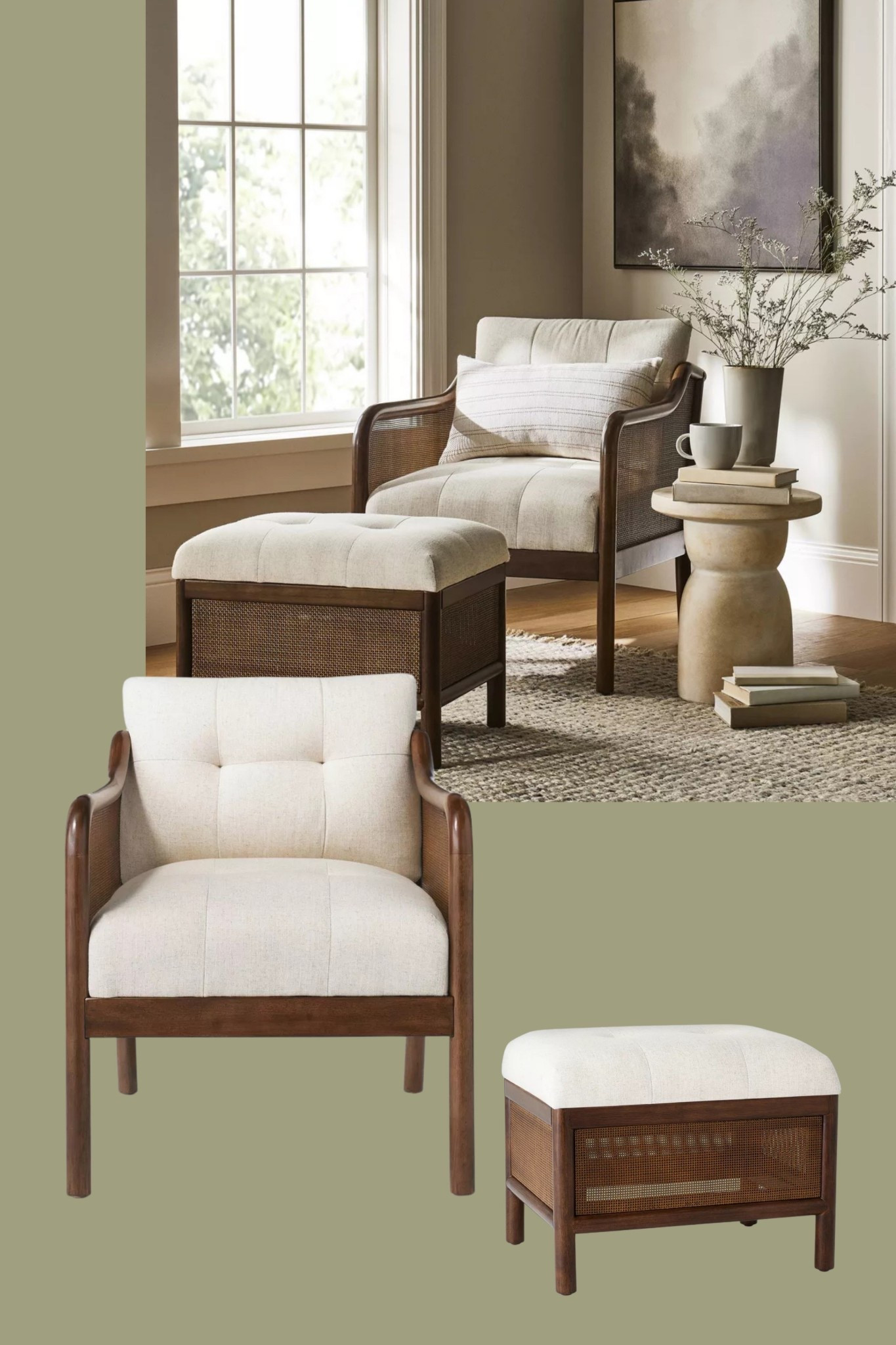 Threshold™ Studio McGee Woodspring Caned Chair + Ottoman | Chic, Cozy & Timeless Duo


Target Woodspring caned accent chair, cane base ottoman Target, Studio McGee furniture, Threshold by Studio McGee, dark walnut and cream accent chair, matching ottoman set, cane details furniture, upholstered accent chair, tufted ottoman, cozy seating duo, modern rustic home decor, living room accent set, neutral tone furnishings, Target home styling, commutable chic furniture, straw-textured wood accents, relaxed sophisticated seating, cozy reading nook essentials, functional style pair, affordable designer look

#LTKHome