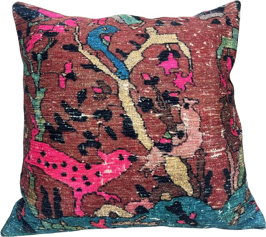 Pink Animal Print Rug Pillow Cover, Decorative Pillow Cover, Boho Pillow, Kilim Pillow Cover, Ori... | Amazon (US)