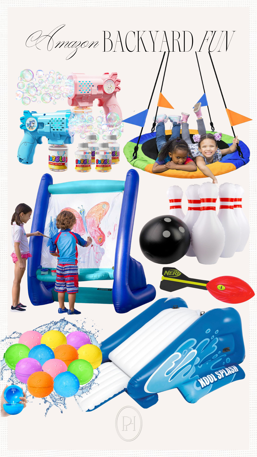 Amazon finds for a great afternoon in the sun!

backyard fun, outdoor family fun, backyard toys, kids toys, kids games, summer toys, inflatable slide, backyard water slide, reusable water balloons, inflatable easel, kids swing, bubble machine, Nerf ball, outdoor entertaining 

 #LTKSeasonal #LTKSaleAlert #LTKKids