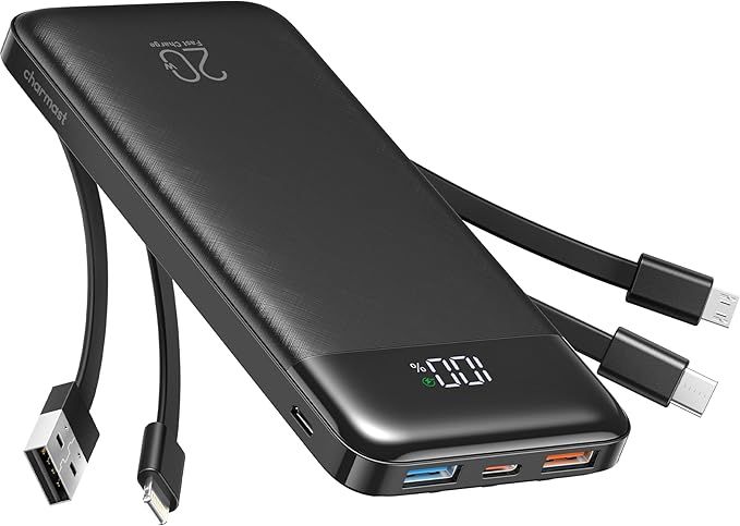 Charmast Power Bank 20000mAh, Fast Charging Portable Charger with Built-in Cables, 20K USB C Batt... | Amazon (US)