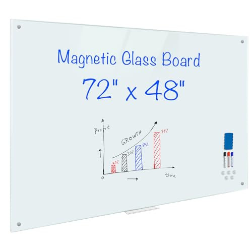 Magnetic Glass Whiteboard 6'x4', 72"x48" Glass Dry Erase Board for Wall Mounted, Large Commercial... | Amazon (US)