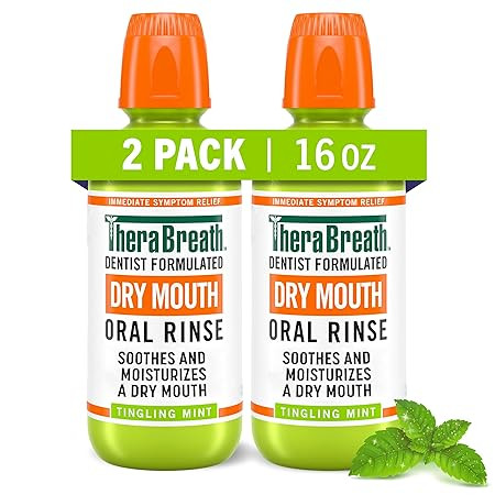 TheraBreath Dry Mouth Oral Rinse, Tingling Mint, Dentist Formulated, 16 Fl Oz (2-Pack) | Amazon (US)