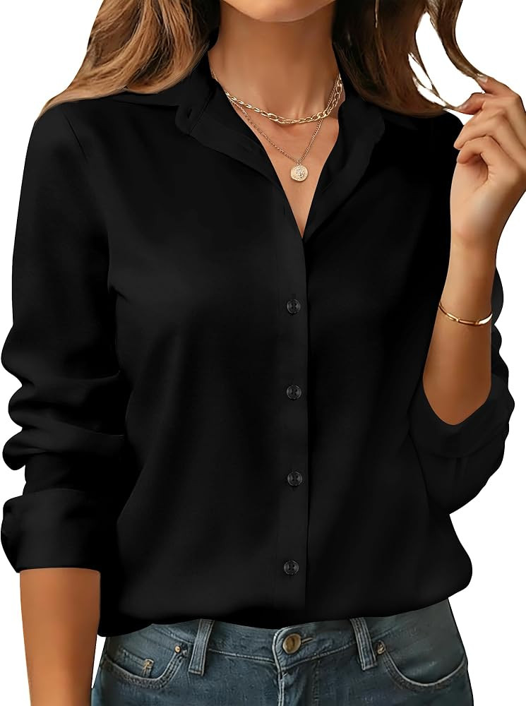 BBIBBI Women's Wrinkle-Resistant Chiffon Button Down Shirt Business Casual | Amazon (US)