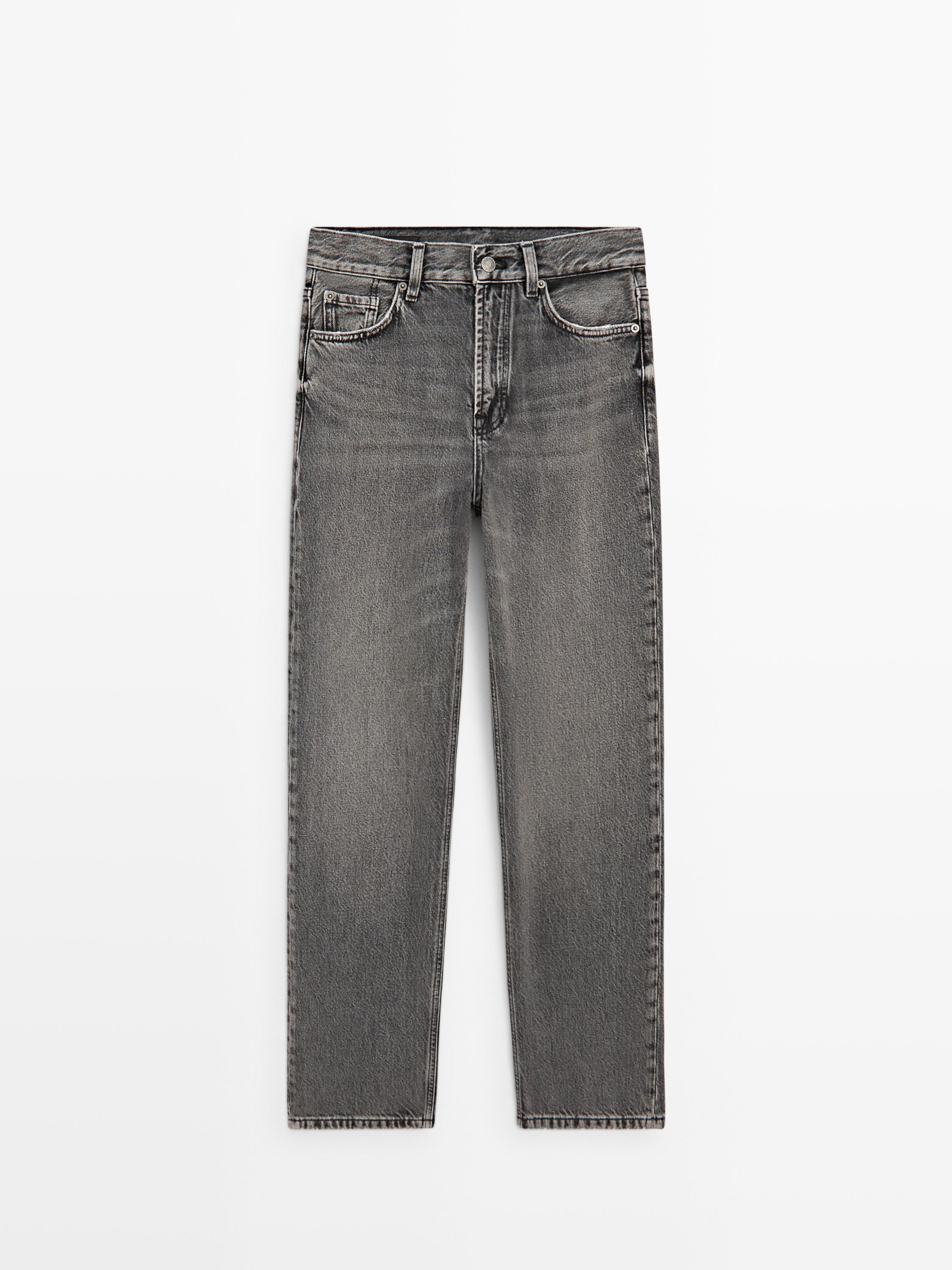 Straight-leg high-waist jeans | Massimo Dutti UK