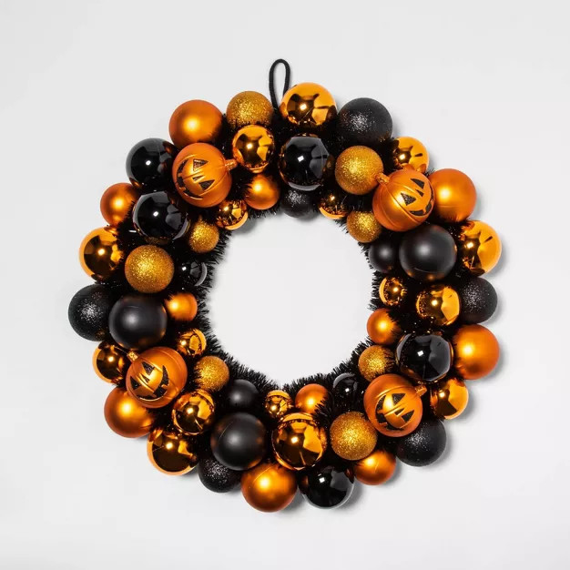 Pumpkin Orange and Black Shatterproof Halloween Wreath - Hyde & EEK! Boutique™ | Target
