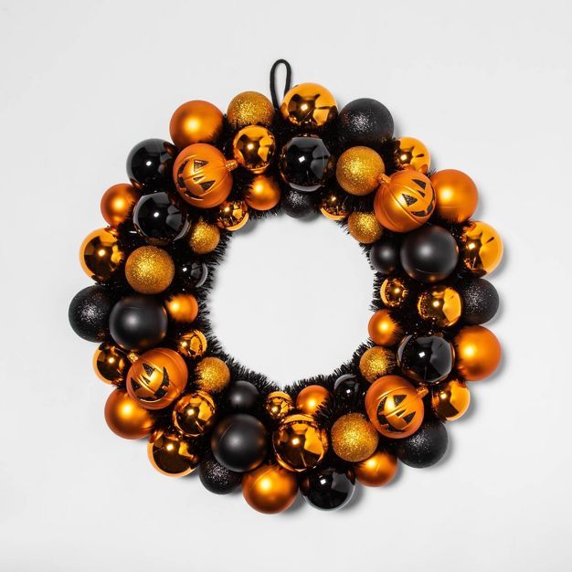 Pumpkin Orange and Black Shatterproof Halloween Wreath - Hyde & EEK! Boutique™ | Target