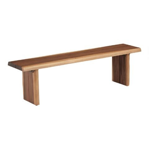 Sansur Rustic Pecan Live Edge Wood Dining Bench | World Market