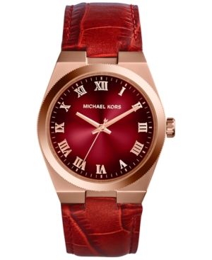 Michael Kors Women's Channing Red Croc-Embossed Leather Strap Watch 38mm MK2357 | Macys (US)