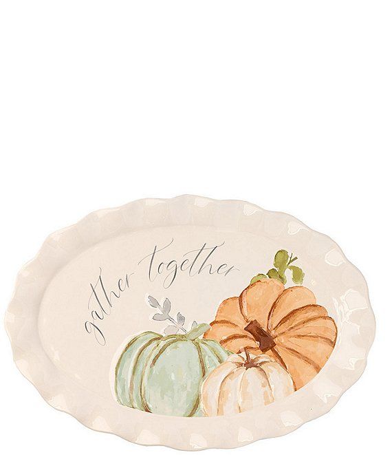 Gather 3 Pumpkins Oval Platter | Dillard's