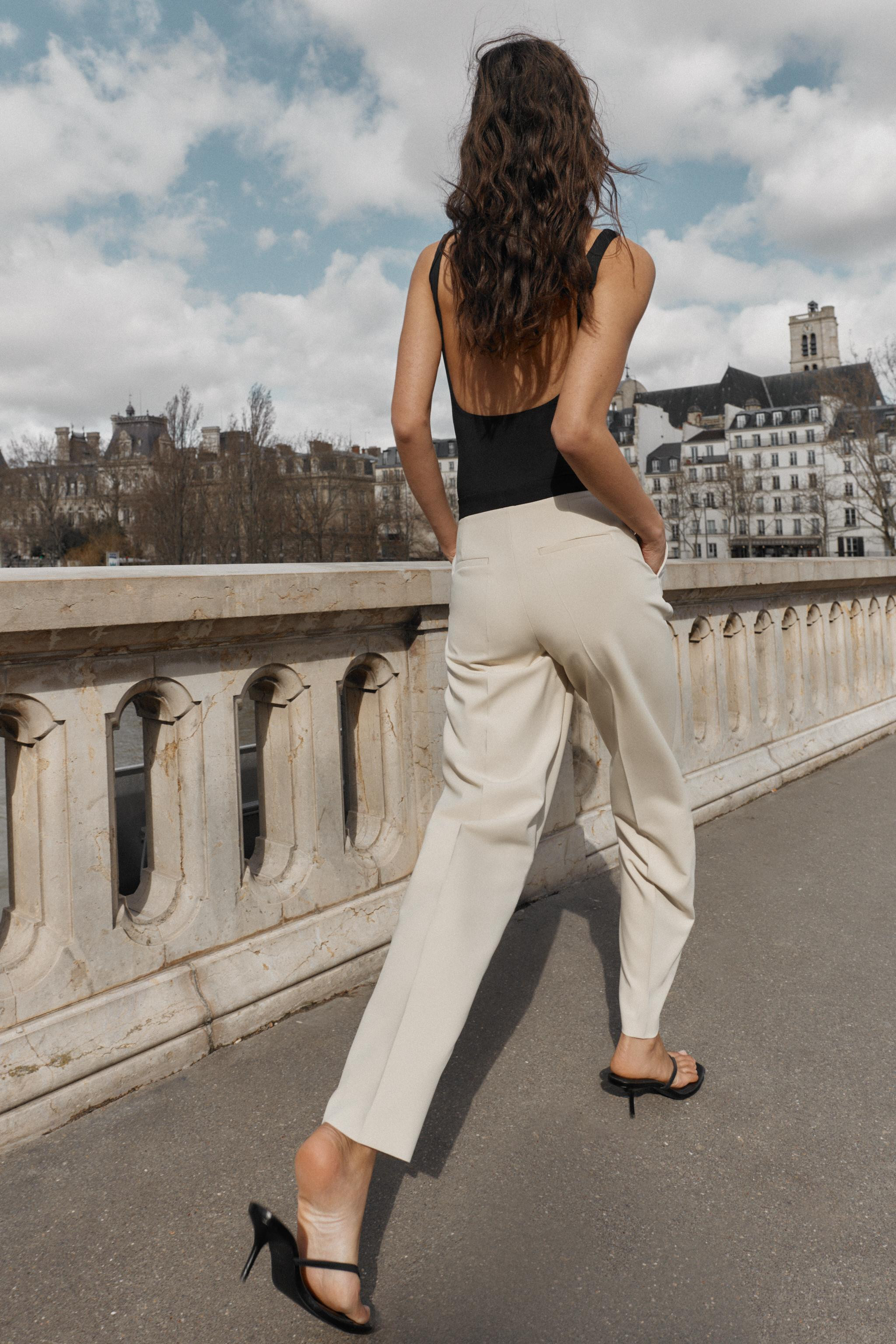 CONTRAST WAIST STRAIGHT LEG PANTS | Zara US