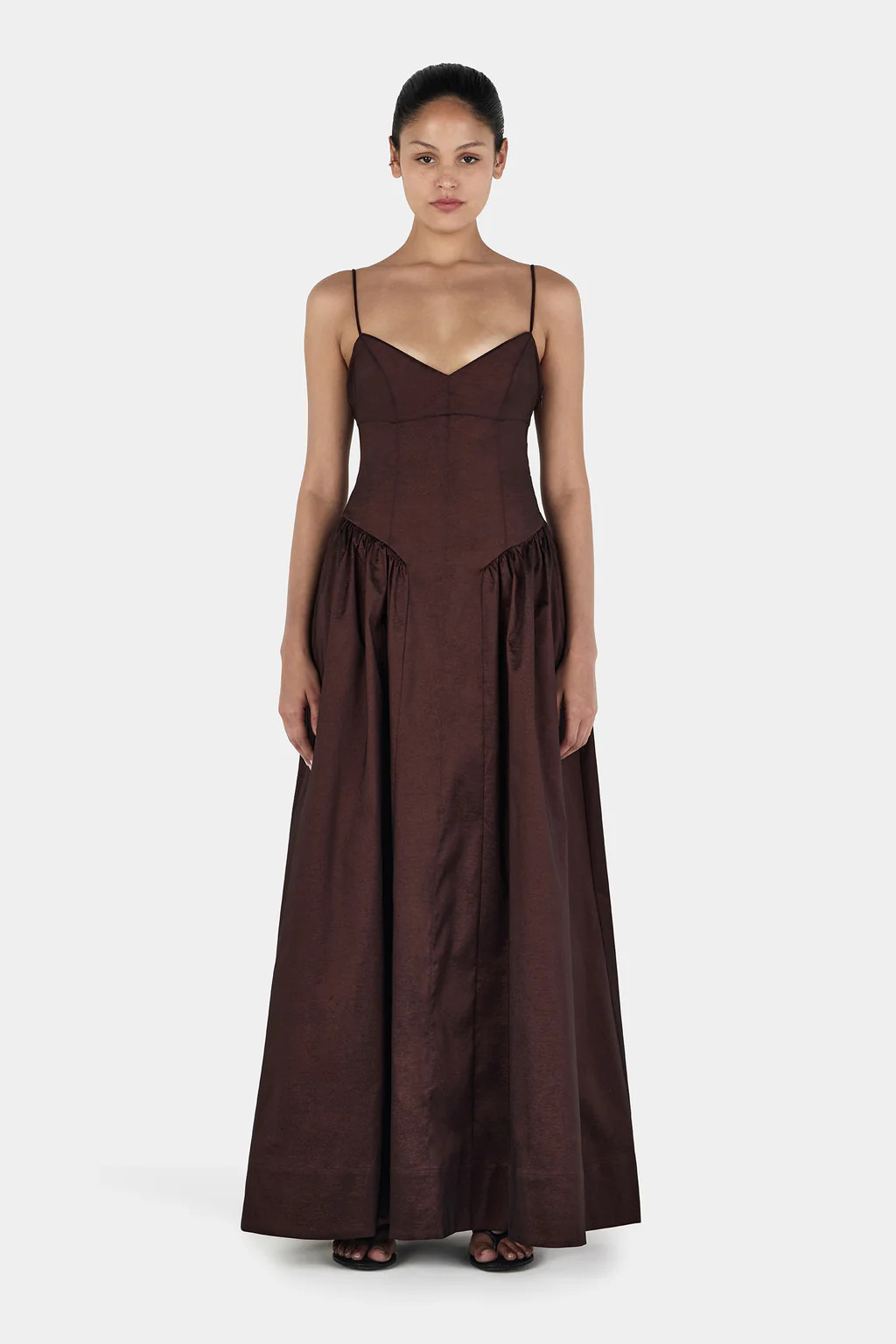 Bellini Taffeta Gown Chocolate | Hansen and Gretel