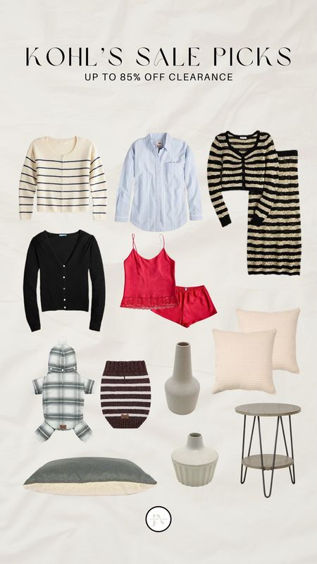 Kohl’s Sale Picks! Up to 85% off clearance! 

Sweaters 
Throw pillows
Side table 
Flower vases
Dog bed 
Dog sweaters 
Sweaters
2 piece set 
PJs
Button down 

#LTKSaleAlert #LTKStyleTip #LTKHome