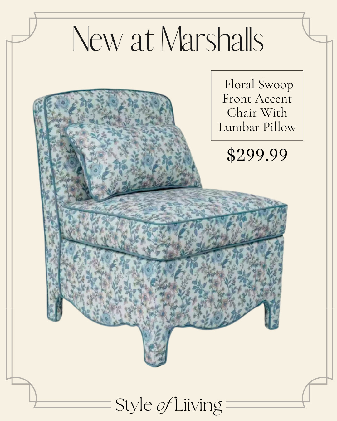 Floral swoop front accent chair with lumbar pillow from Marshalls! Only $300. #tjmaxx #marshalls #seating #accentchair  

 #LTKSeasonal #LTKHome #LTKSaleAlert