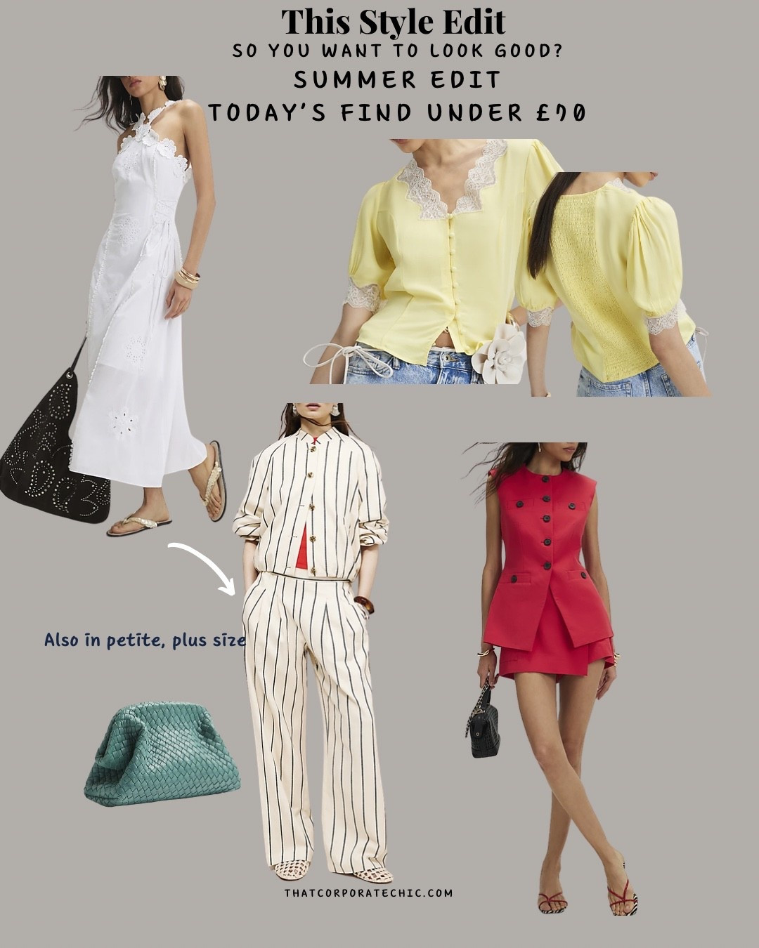 summer outfits find.
Vacation white dress
Cotton co-ord for workwear look
Red set for brunch style or city break day vacation look
A cute yellow top to style with a linen trouser, pencil skirt or shorts.

#LTKsummer #LTKtravel #LTKstyletip