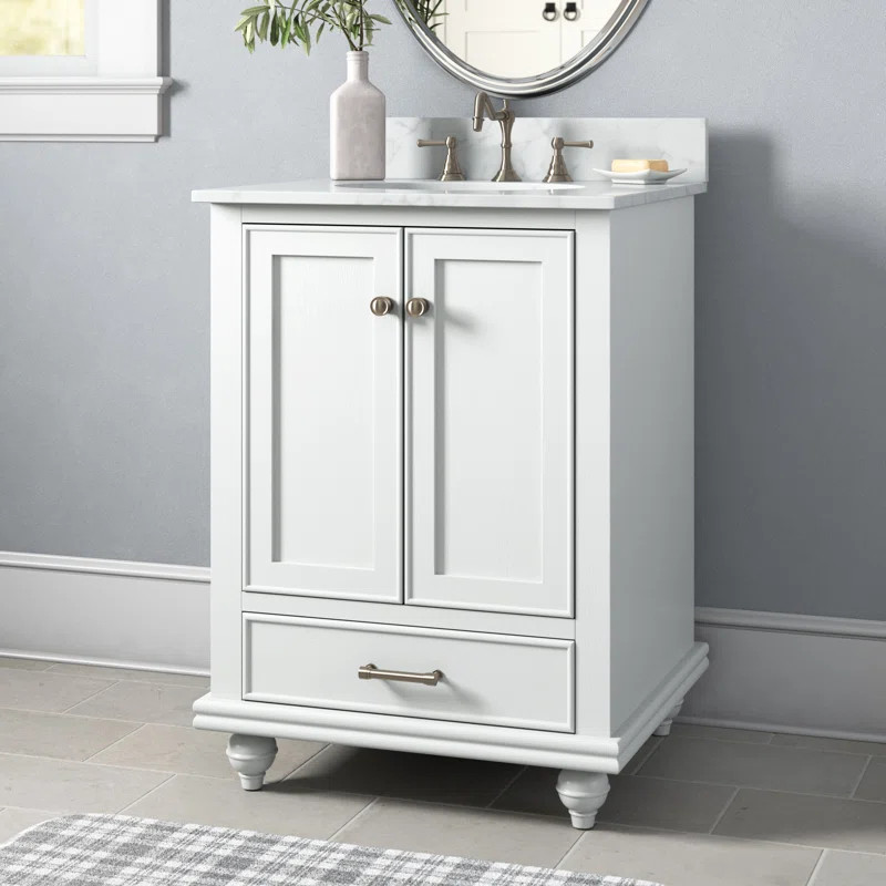 Angelissa 24'' Free Standing Single Bathroom Vanity with Marble Top | Wayfair North America