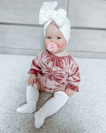 Everly Bow Front Bubble Romper - Rose Velour | Bailey's Blossoms