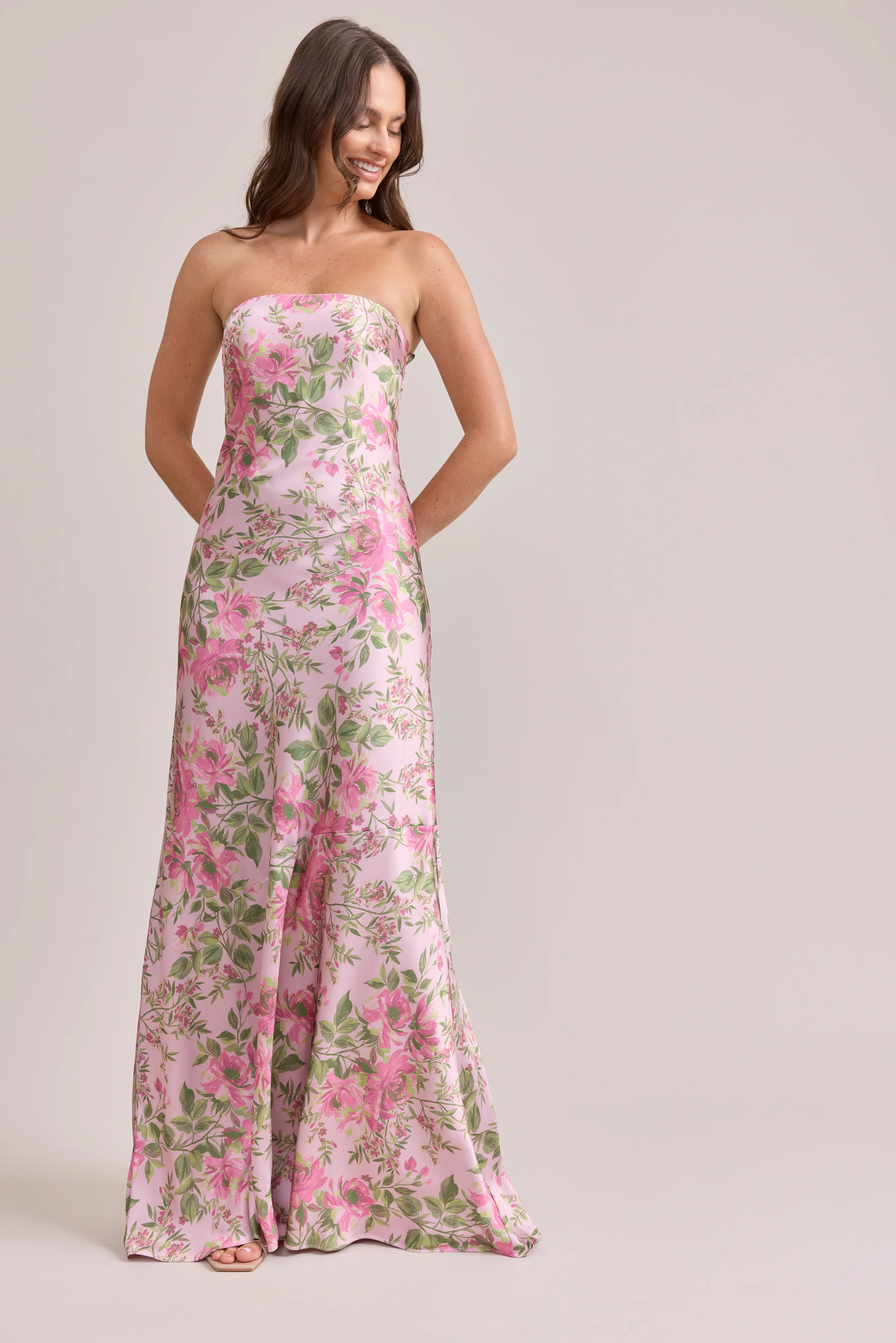 Leo Satin Floral Print Dress | Revelry