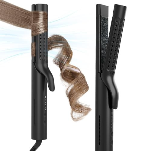 TYMO Airflow Styler Curling Iron - Flat Iron Hair Straightener and Curler 2 in 1, Ionic Ceramic Hair Waver Curing Wand for Short Hair, Lightweight & Dual Voltage for Travel, Anti-Scald, 5 Temps | Amazon (US)