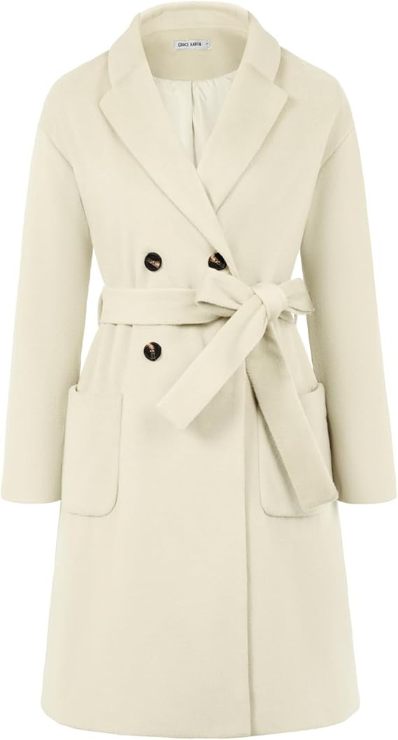 GRACE KARIN Winter Coats For Women Double Breasted Pea Coats Mid Long Wool Coats Oversized Trench... | Amazon (US)