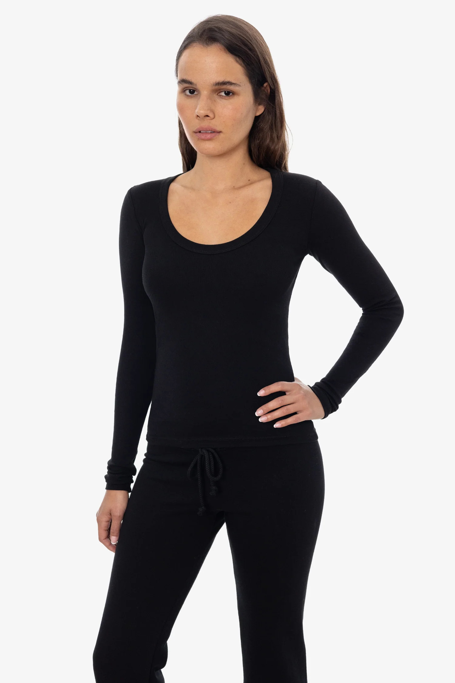 43082 - Baby Rib L/S Scoopneck Tee | Los Angeles Apparel