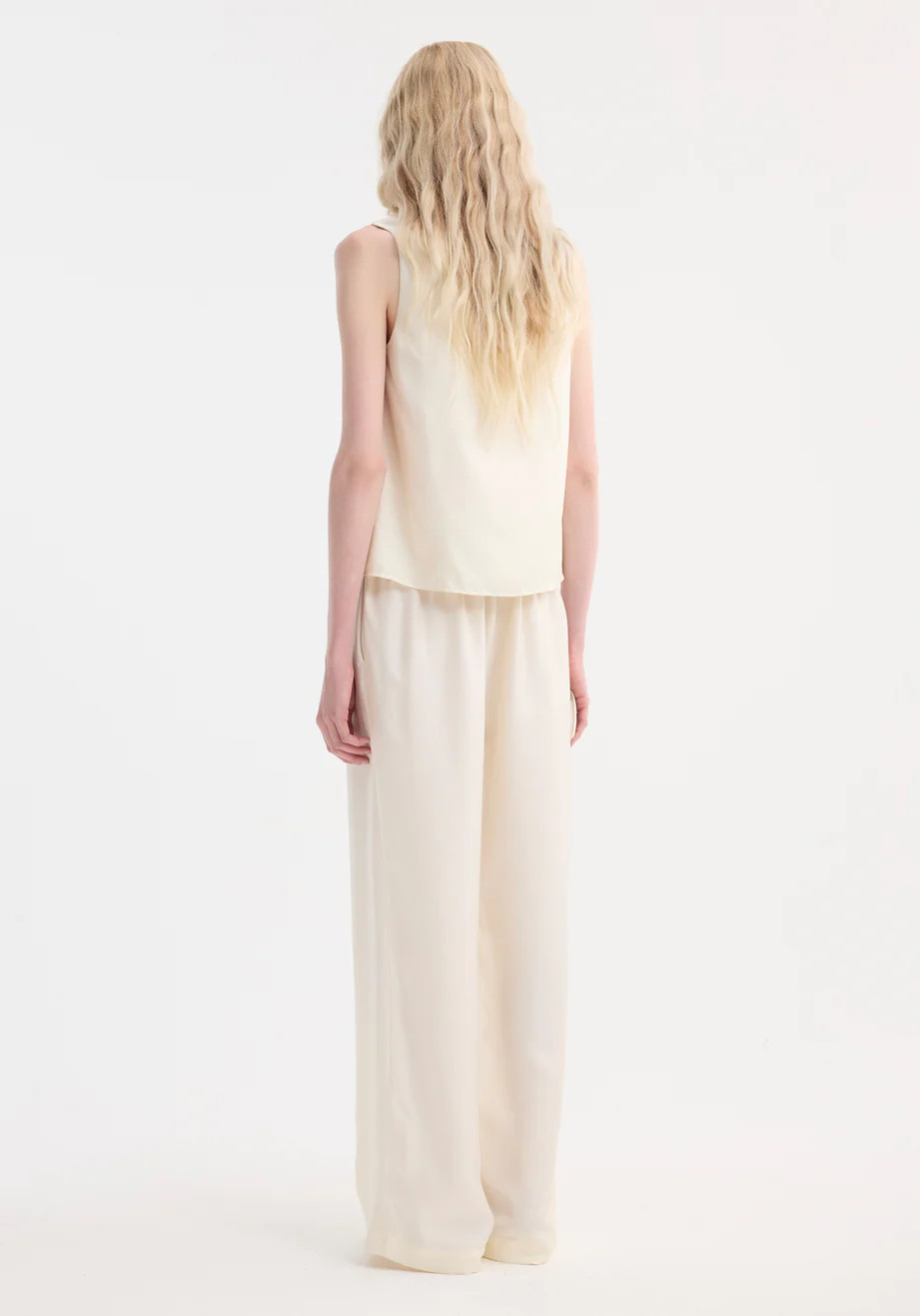 wide leg silk trousers | cream | Rohe