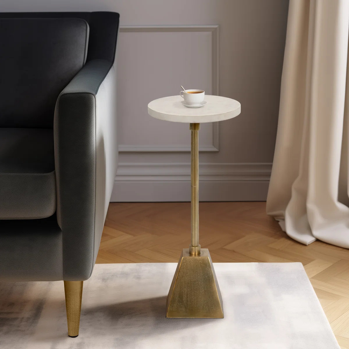 Metal and Stone Accent Table with Aluminum Base - Modern Stylish Side Table for Home Decor | Wayfair North America