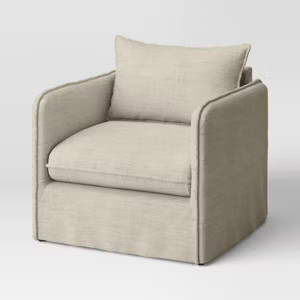 Berea Slouchy Lounge Chair with French Seams Textured Mushroom - Threshold™: Upholstered Polyes... | Target