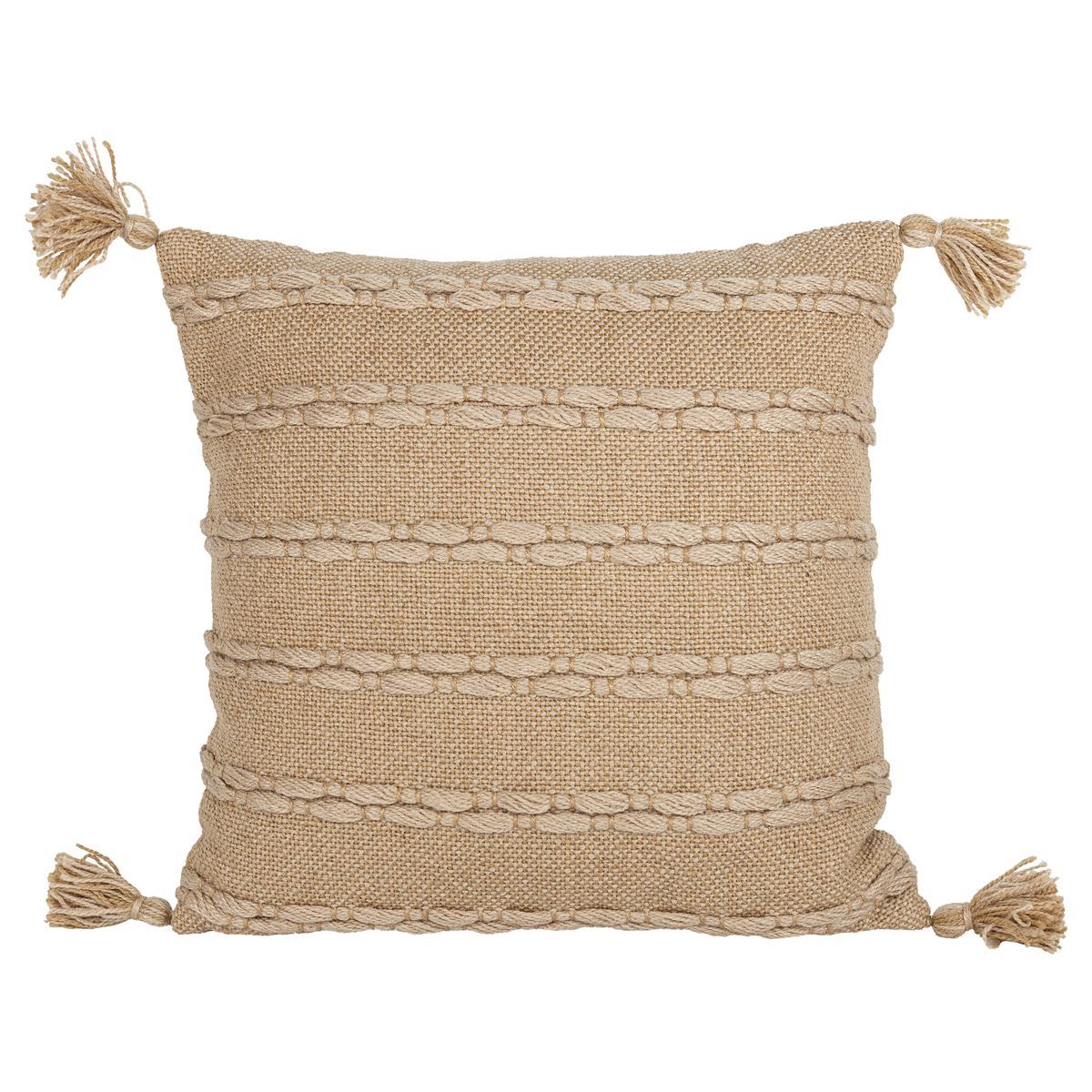 18X18 Inch Hand Woven Yarn Striped Outdoor Pillow Tan Polyester With Polyester Fill by Foreside H... | Target
