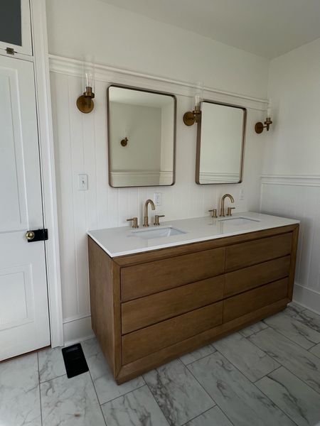 master bathroom renovation details! the floors are shaw 01109 catalina ☁️

#LTKSeasonal #LTKhome #LTKfindsunder100