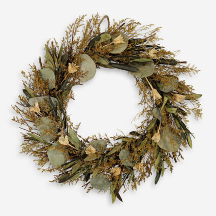Green Dried Flower Wreath 35x35cm | TK Maxx
