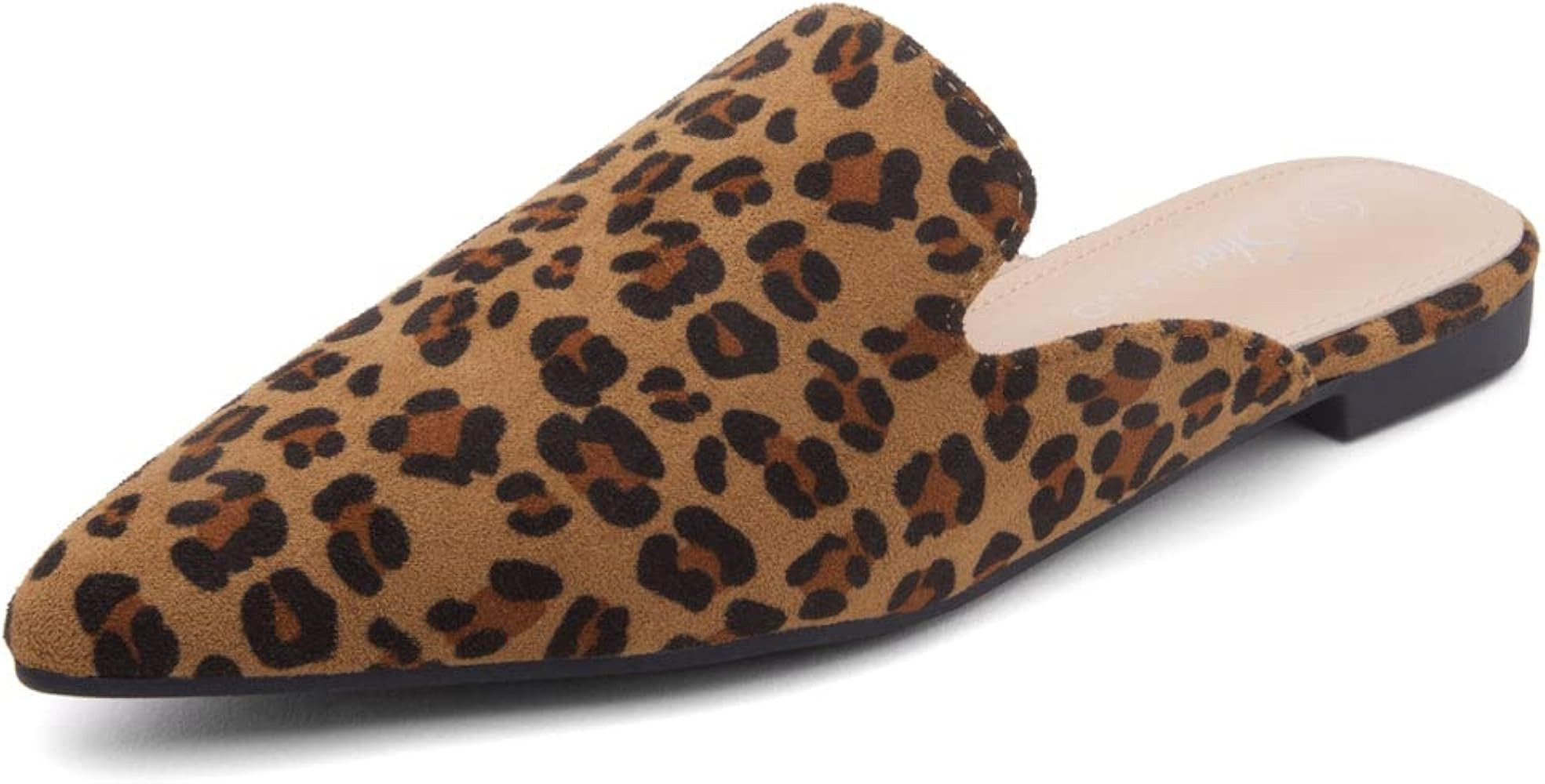 Shoe Land Womens Cally Flat Mules Pointed Toe Backless Slides Comfortable Slip-on Loafer Shoes | Amazon (US)