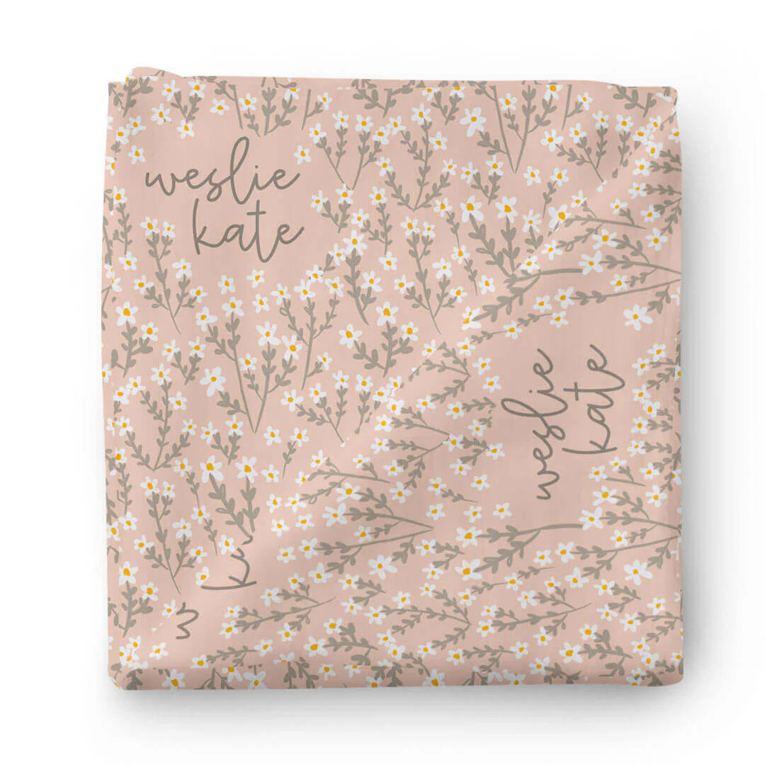 Weslie's Wildflower Personalized Baby Name Swaddle Blanket | Caden Lane